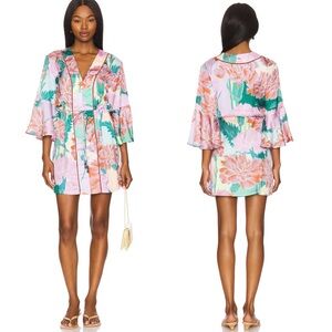 BOGO! Maaji Revolve Japanese Eden Kaftan Floral Mini Dress Coverup Medium
